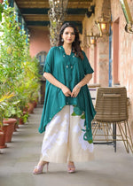 Green shantoon kaftan top paired with cotton pant