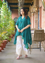Green shantoon kaftan top paired with cotton pant