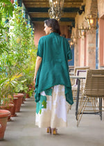 Green shantoon kaftan top paired with cotton pant