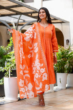 Mul cotton pure full suit set in orange