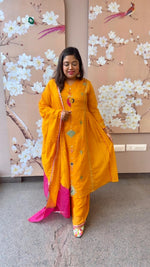 Gorgeous Mul Chanderi with gotta detailing suit set in orange