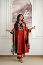 Applique work ajrakh full suit set