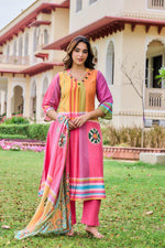 Pretty cotton with mirror detailing full suit in multi