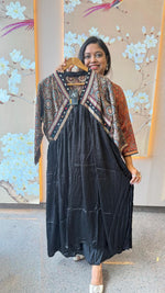 Pretty ajrakh Modale black one piece with real mirror