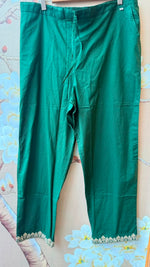 Pure cotton embroidered suit set in green
