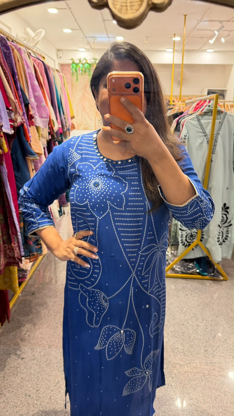 Pure Mul silk bandhani real mirror kurta pant