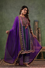 Crepe silk with gotta and lace detailing comes with a bag in purple !! Restock Dispatch after 15 days