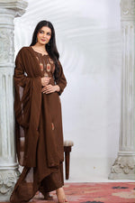 Pretty cotton ajrakh suit set in brown