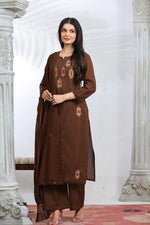 Pretty cotton ajrakh suit set in brown