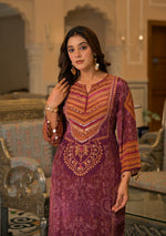 Super pretty crepe silk lining bandhani Phiran paired with pants in wine