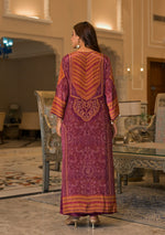 Super pretty crepe silk lining bandhani Phiran paired with pants in wine