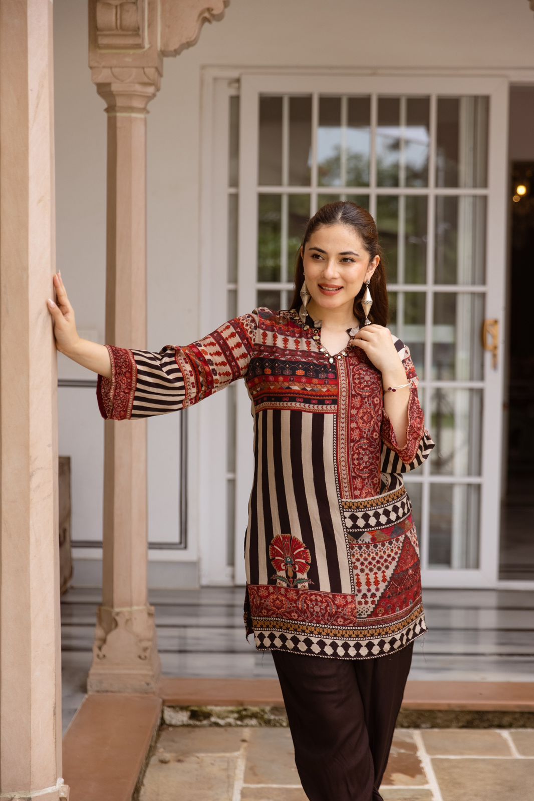 Wow crepe digital printed lining farsi co ord