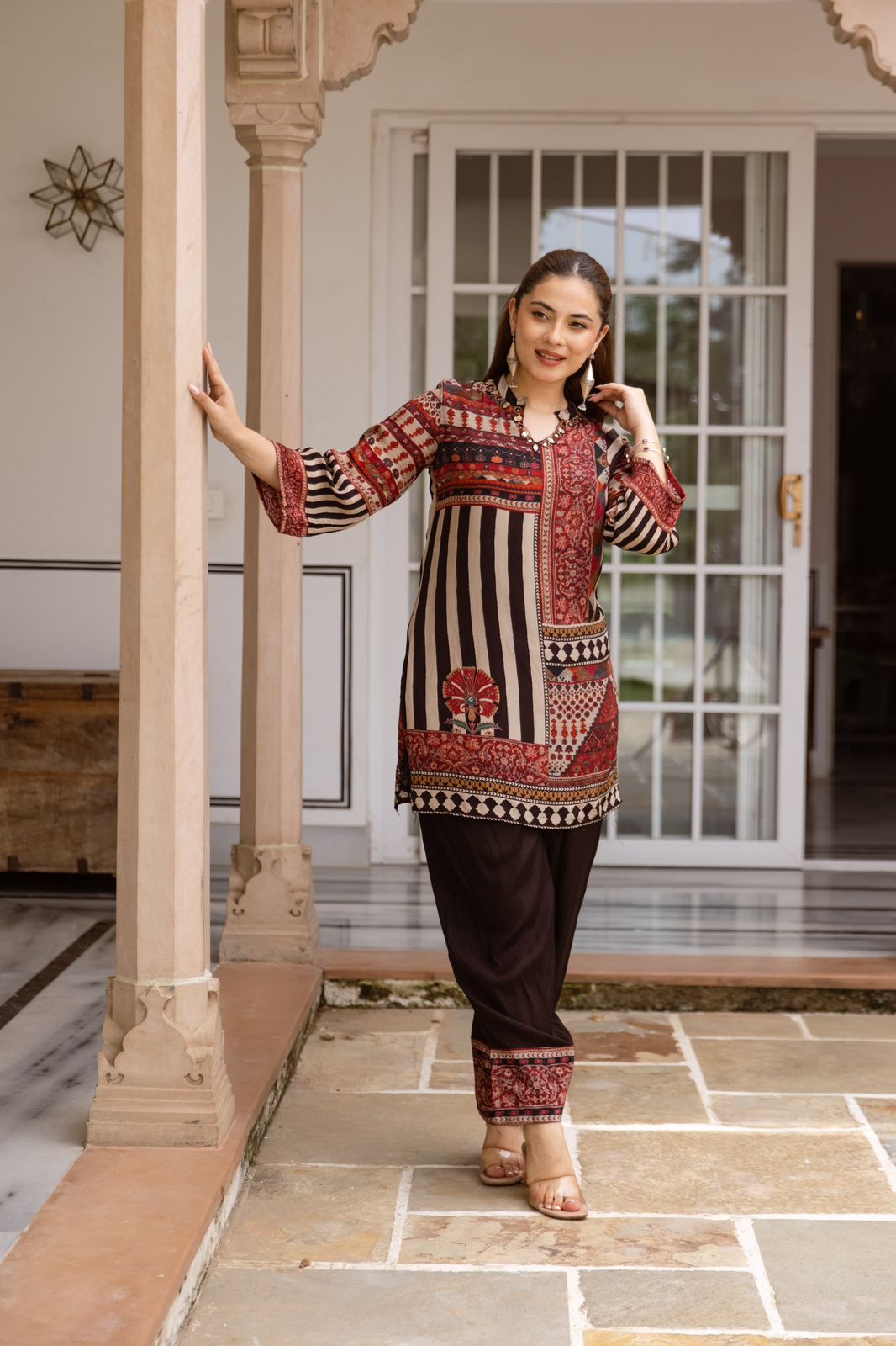 Wow crepe digital printed lining farsi co ord