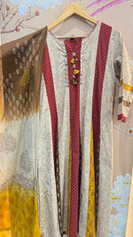 Pure cotton Anarkali suit set paired with block print dupatta
