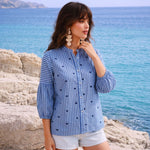 Pure cotton embroidered top in blue