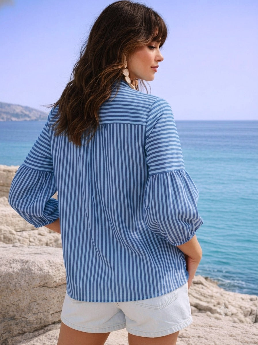 Pure cotton embroidered top in blue
