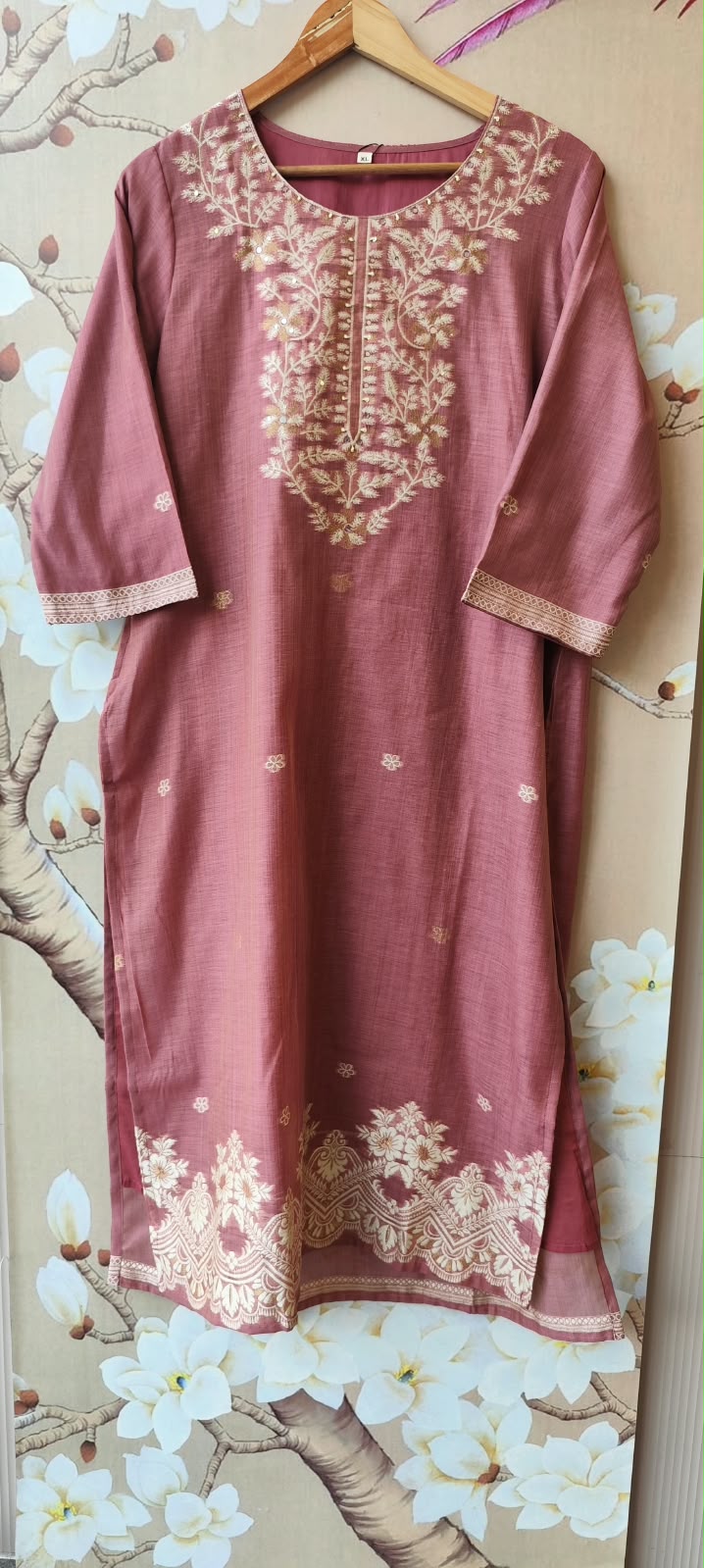 Pretty onion pink jamdani fully weaved suit set