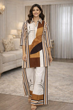 Super smart cotton co ord set in brown