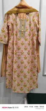 printed cotton full suit set in pink