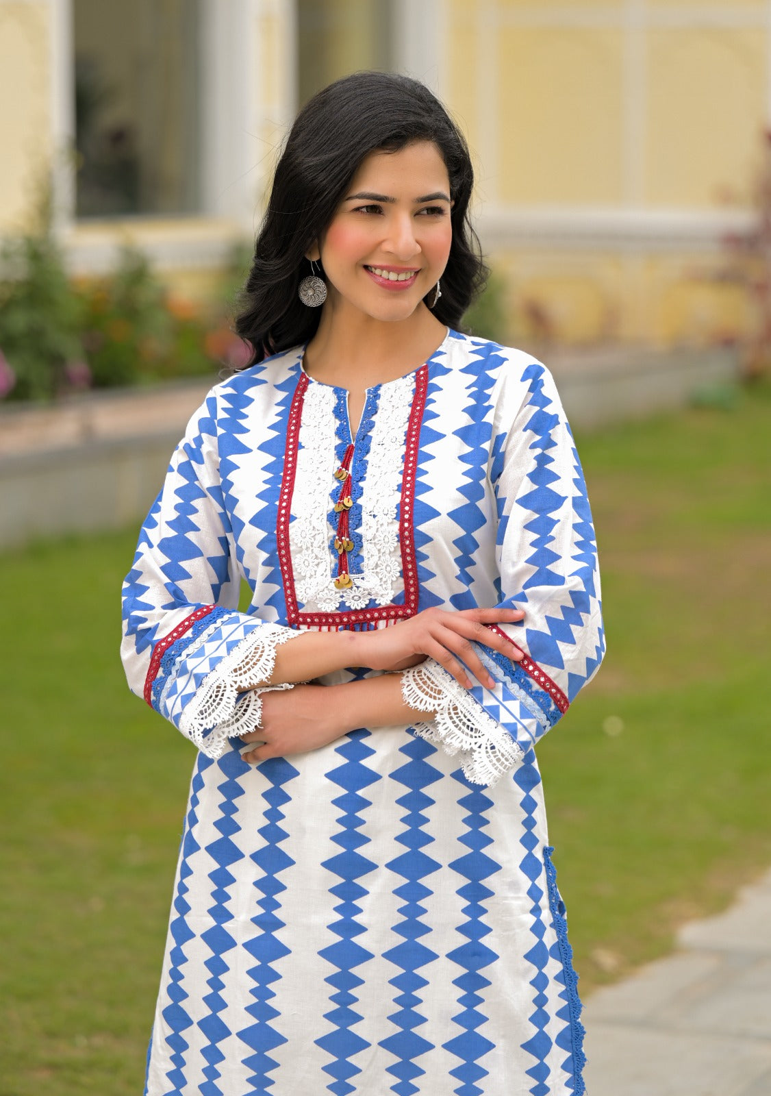 Super smart premium cotton lining cotton co ord with lace detailing
