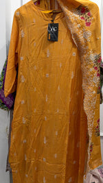 Mul silk full suit set in mustard