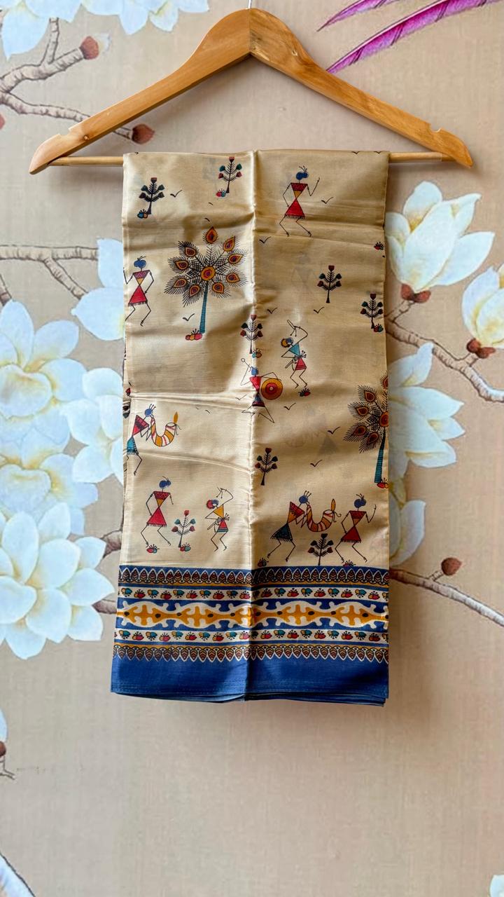 Worli art bamboo fibre saree
