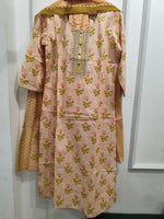 printed cotton full suit set in pink