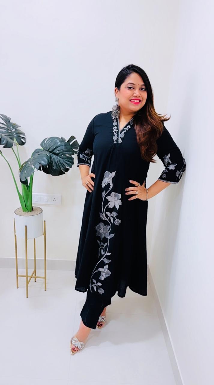 Super stunning pure cotton embroidered stylish suit set