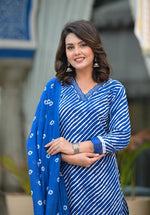 Pure cotton lehariya suit in V neck