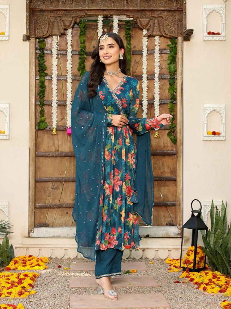 Pure chinon angrakha pattern full suit