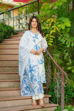Super premium cotton suit digital printed paired with organza dupatta