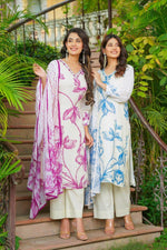 Super premium cotton suit digital printed paired with organza dupatta