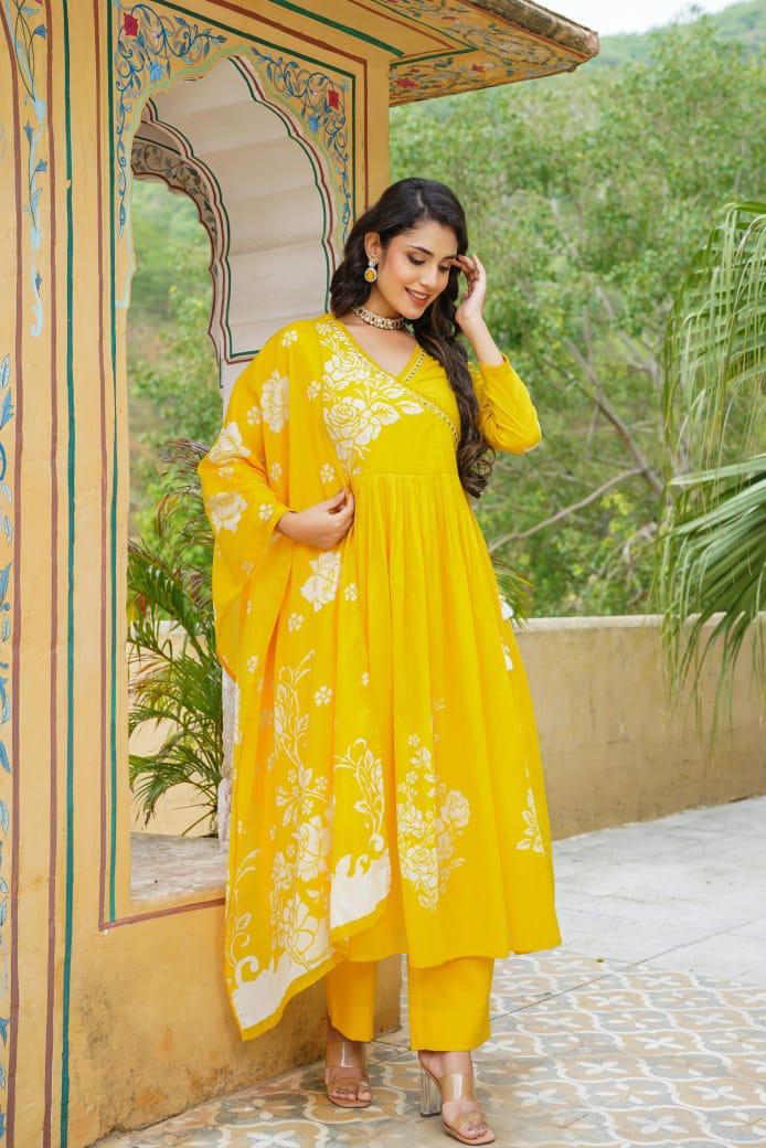 Super pretty cotton angrakha pattern Anarkali