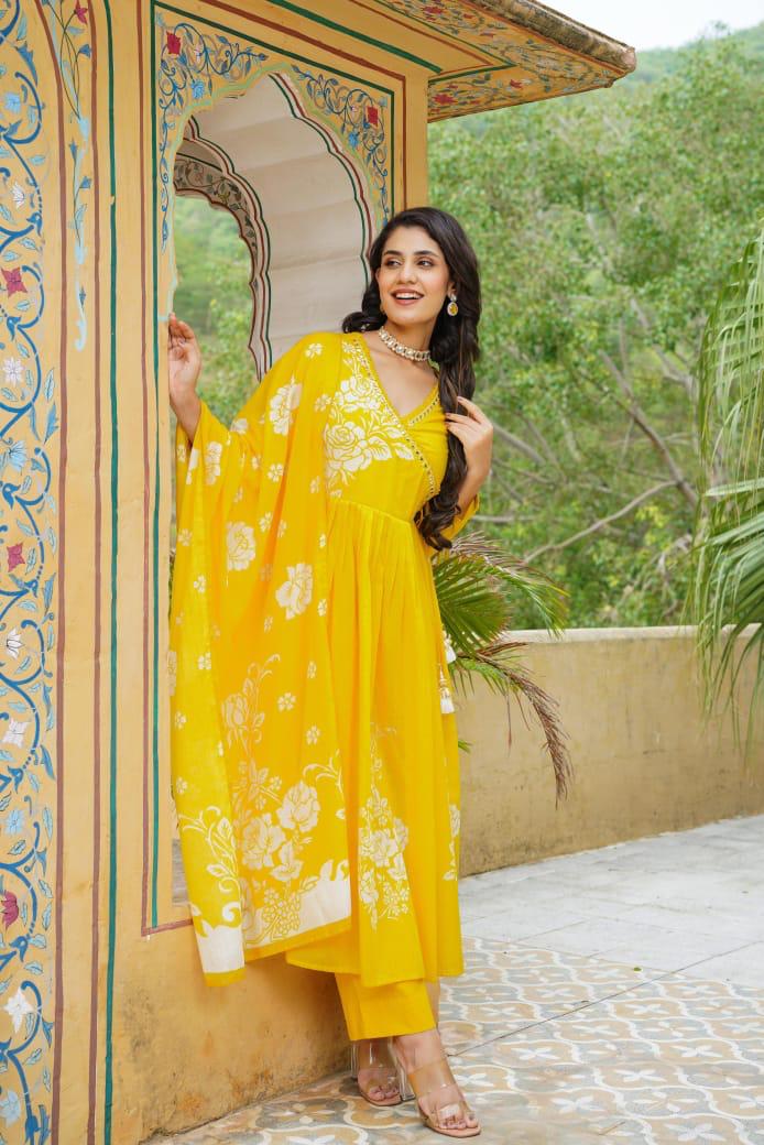 Super pretty cotton angrakha pattern Anarkali