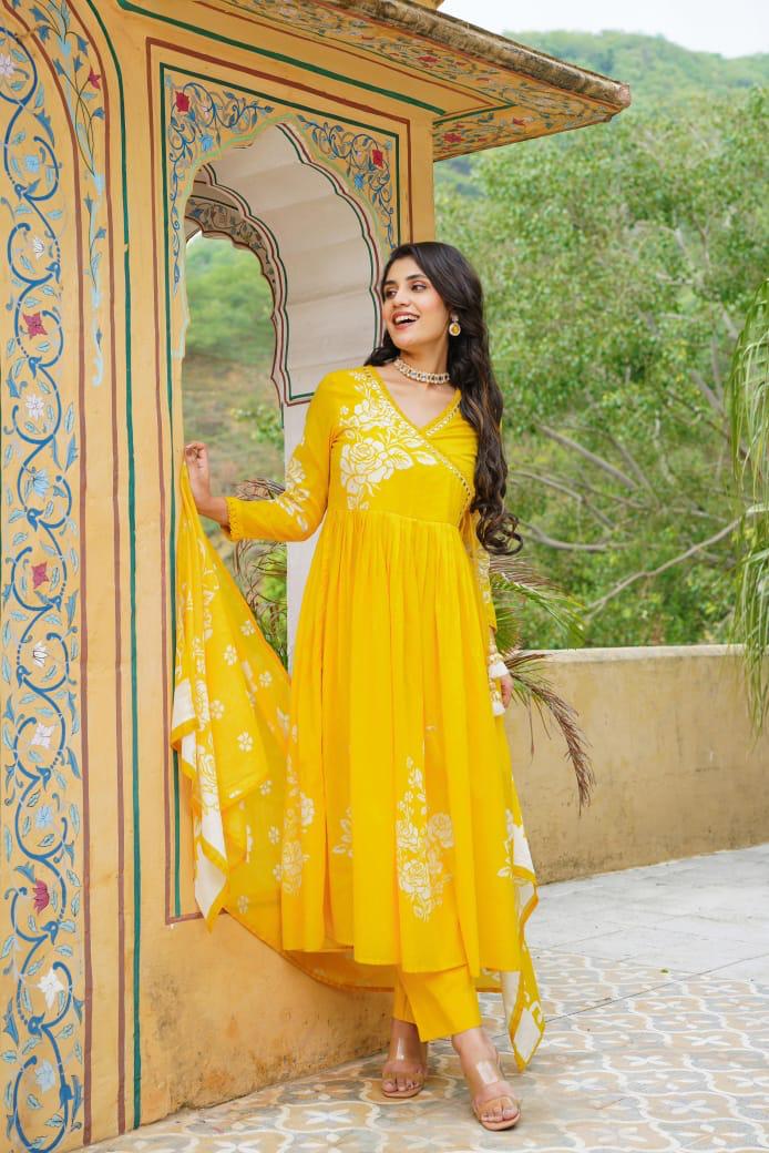 Super pretty cotton angrakha pattern Anarkali