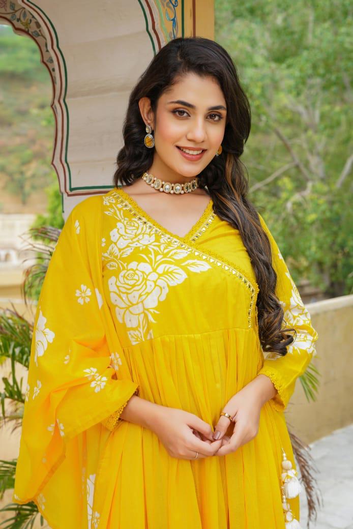 Super pretty cotton angrakha pattern Anarkali