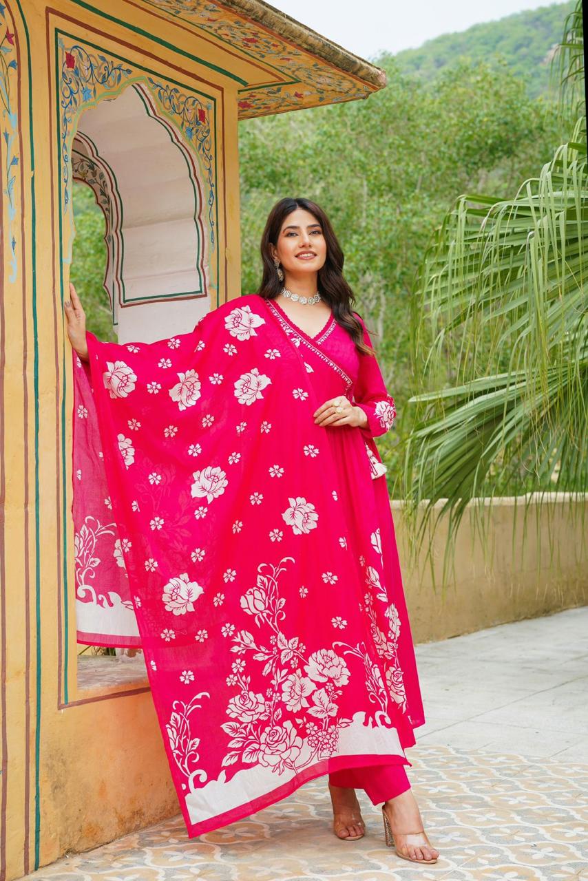 Super pretty cotton angrakha pattern Anarkali