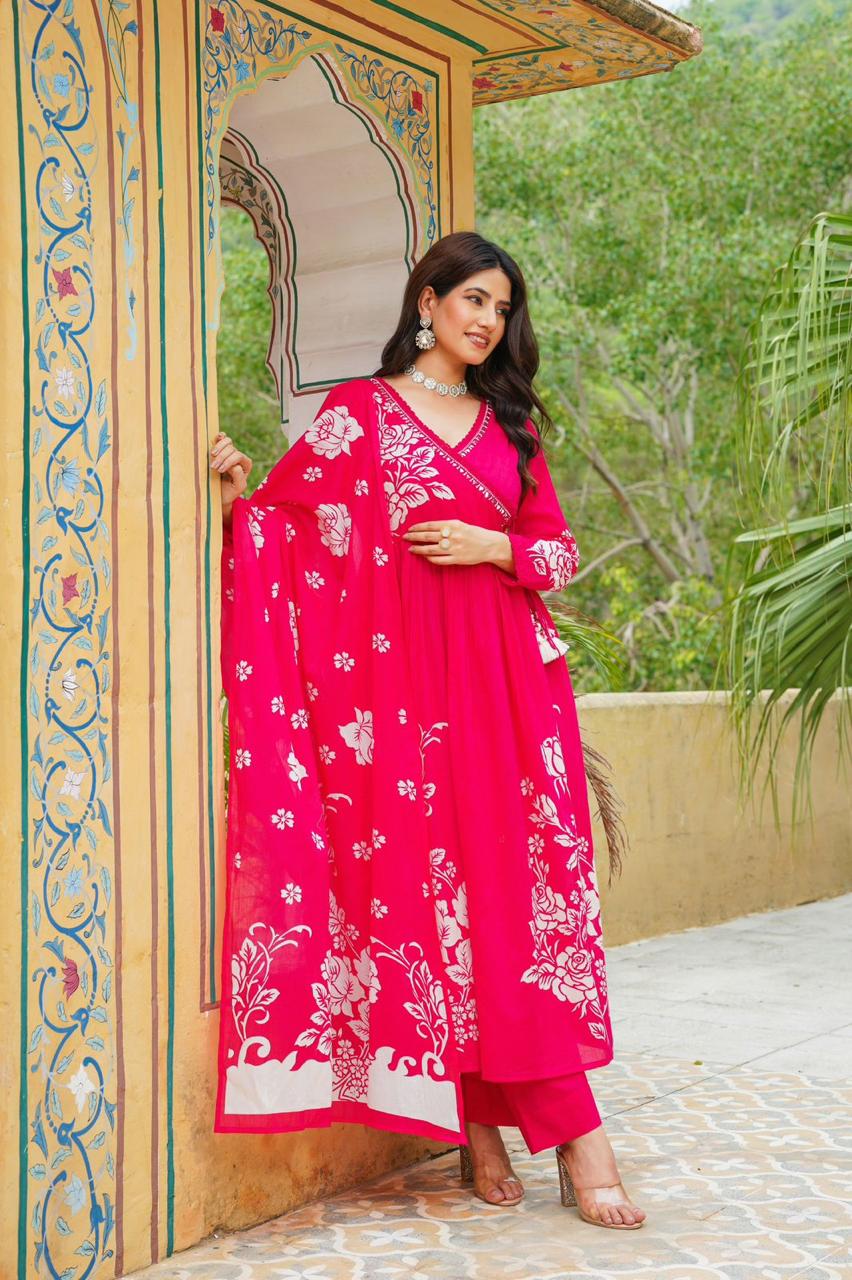 Super pretty cotton angrakha pattern Anarkali
