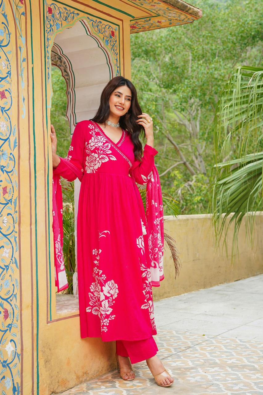 Super pretty cotton angrakha pattern Anarkali