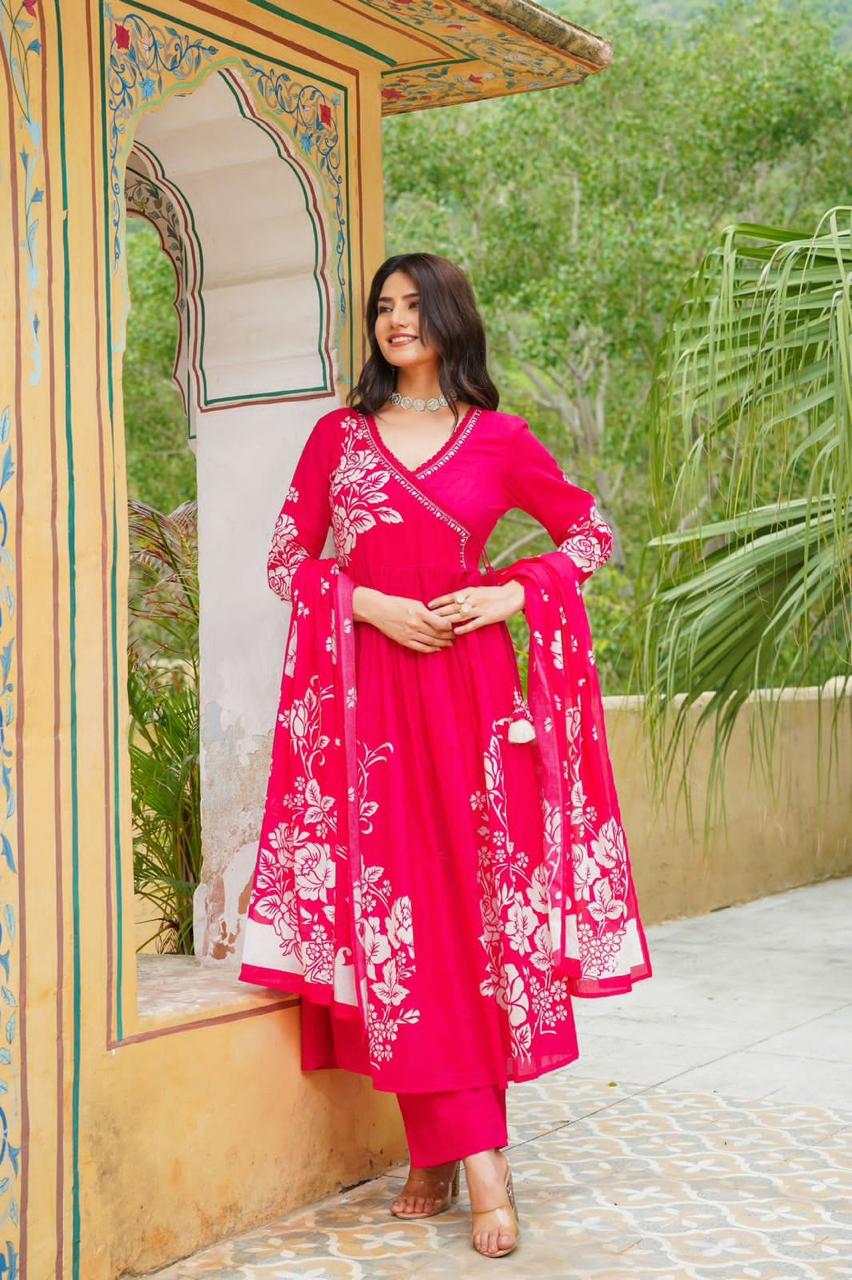 Super pretty cotton angrakha pattern Anarkali