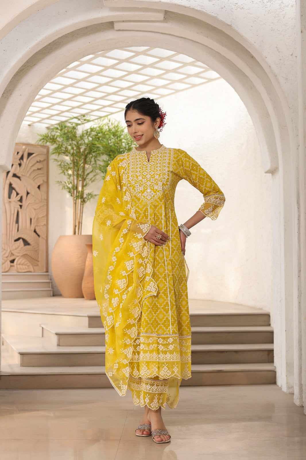 Cotton anarkali suit set online