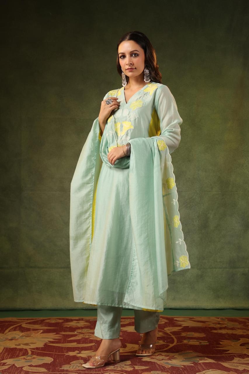 Super fine mulchanderiappliqué work suit set
