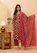 Pure cotton suit with beautiful embroidered Kota Doria dupatta