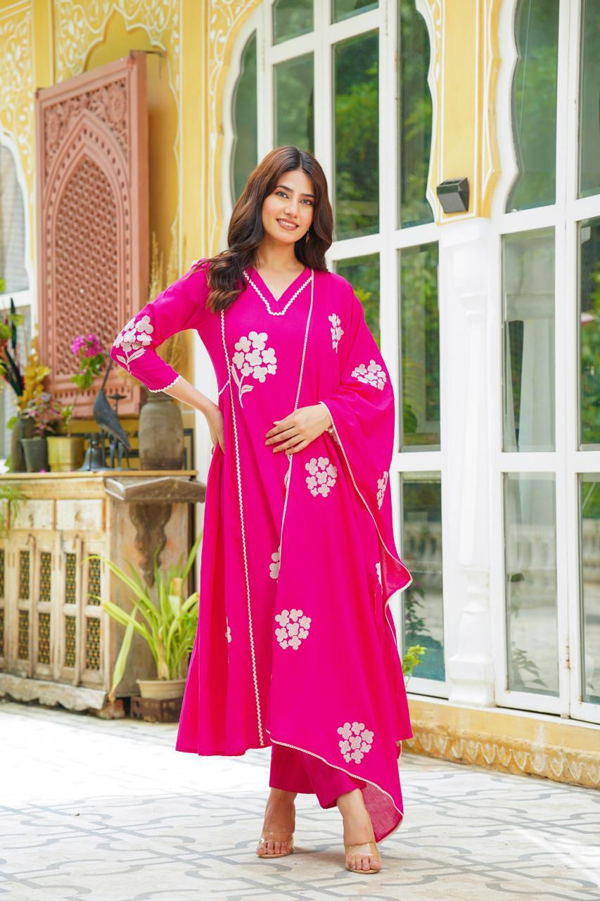 Pure Mul cotton lining suit set with beautiful embroidery all over