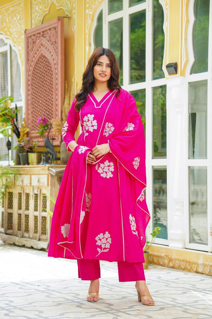 Pure Mul cotton lining suit set with beautiful embroidery all over