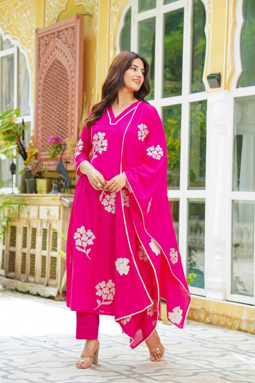 Pure Mul cotton lining suit set with beautiful embroidery all over