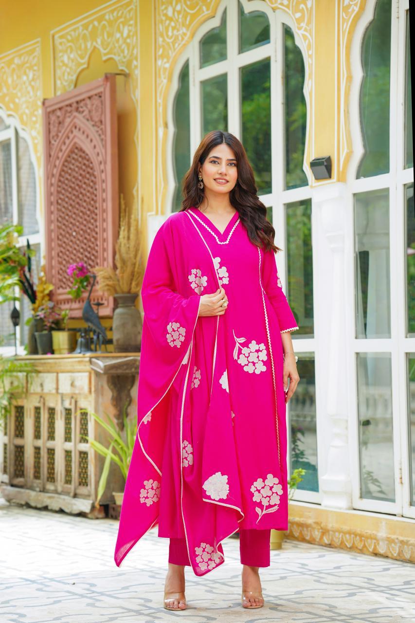 Pure Mul cotton lining suit set with beautiful embroidery all over