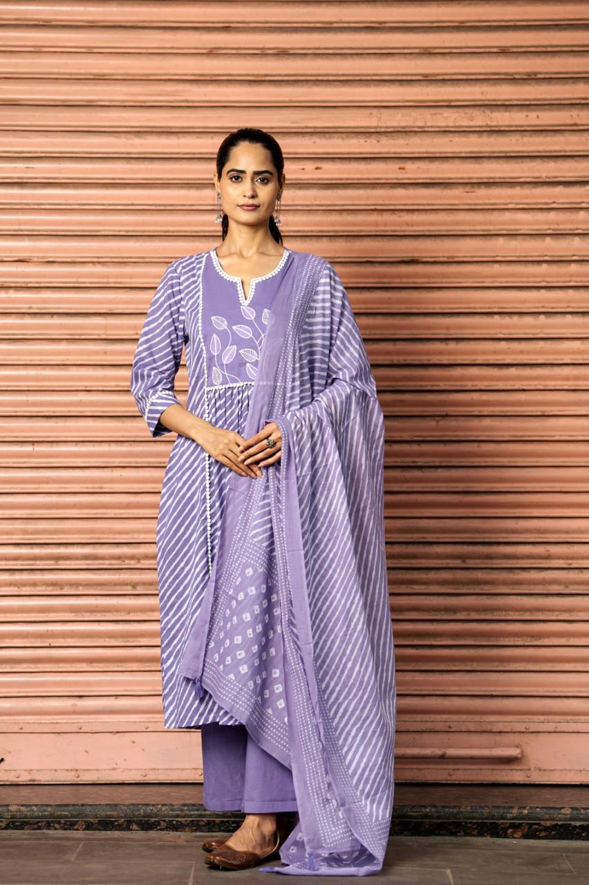 Pure cotton lehariya suit set