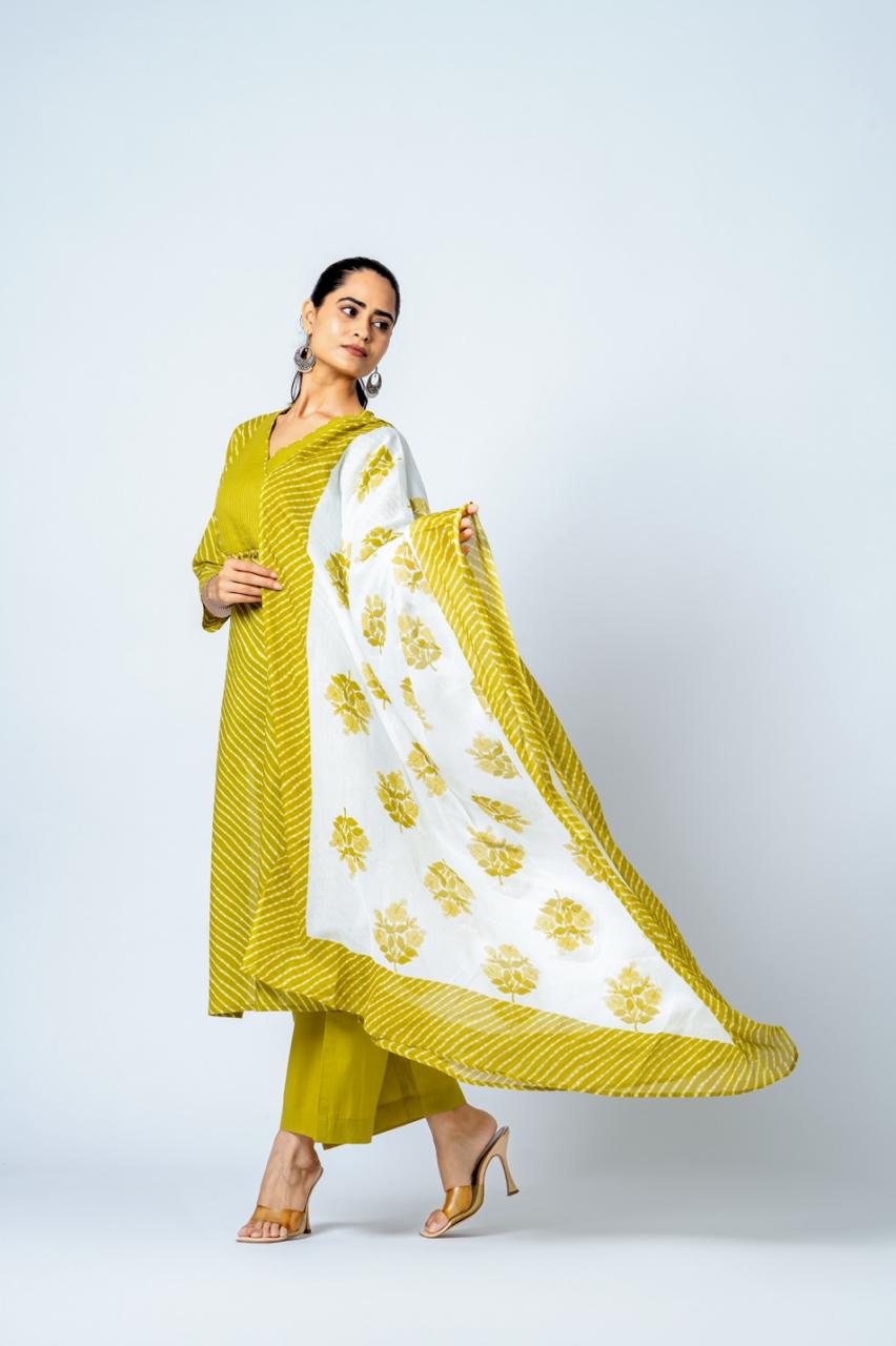 Pure cotton lehariya suit set
