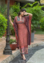 Pure muslin silk digital printed kaftan